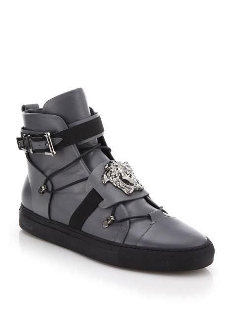 versace high top black sneaker|Versace high top vintage sneaker.